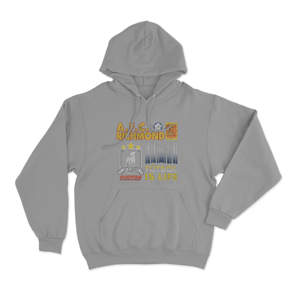 A.F.C. Richmond Fútbol Is Life Unisex Hoodie Grey A.F.C. Richmond Futbol Is Life Unisex Hoodie Grey