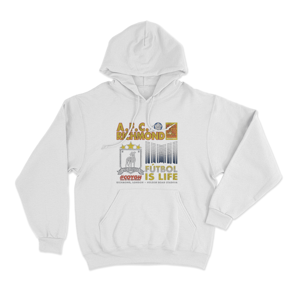 A.F.C. Richmond Fútbol Is Life Unisex Hoodie White A.F.C. Richmond Futbol Is Life Unisex Hoodie White