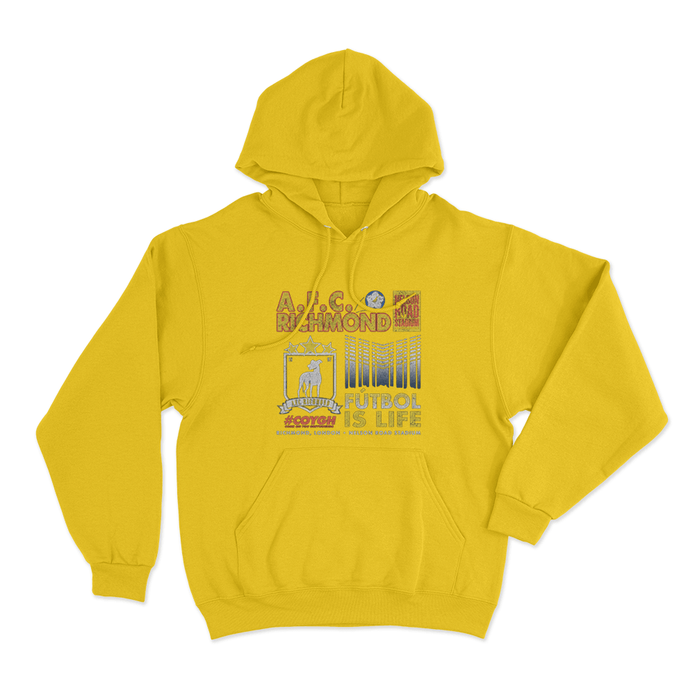 A.F.C. Richmond Fútbol Is Life Unisex Hoodie Yellow A.F.C. Richmond Futbol Is Life Unisex Hoodie Yellow