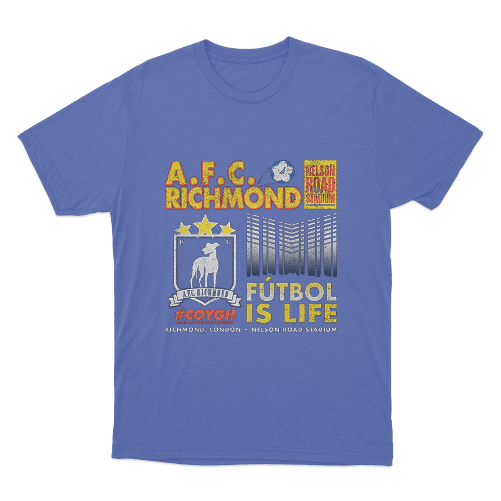 A.F.C. Richmond Fútbol Is Life Unisex T Shirt Blue A.F.C. Richmond Futbol Is Life Unisex T Shirt Blue