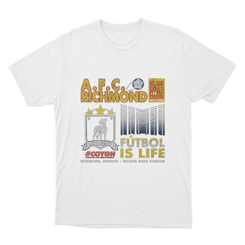 A.F.C. Richmond Fútbol Is Life Unisex T Shirt White A.F.C. Richmond Futbol Is Life Unisex T Shirt White