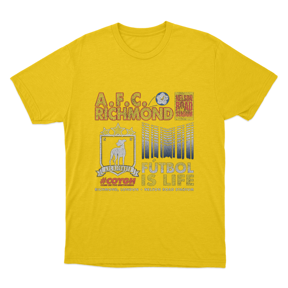 A.F.C. Richmond Fútbol Is Life Unisex T Shirt Yellow A.F.C. Richmond Futbol Is Life Unisex T Shirt Yellow